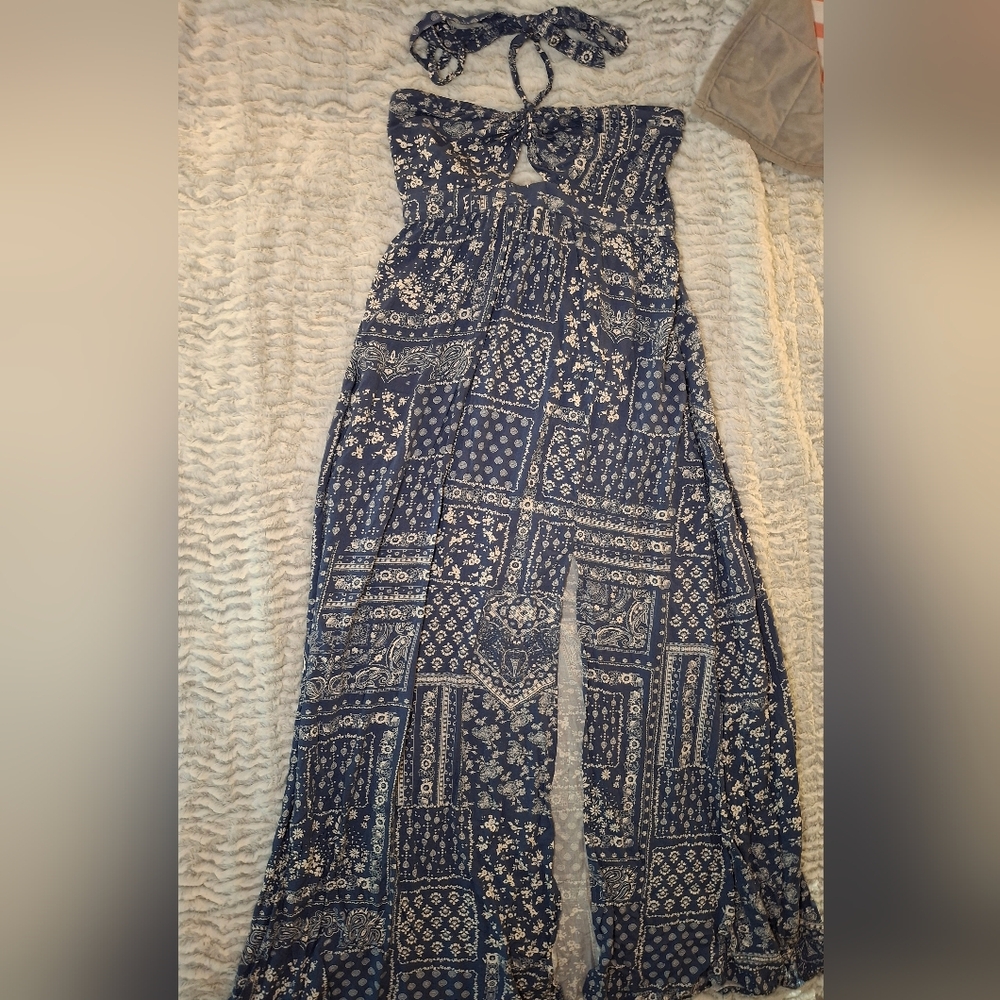 Blue Patterned Maxi Dress